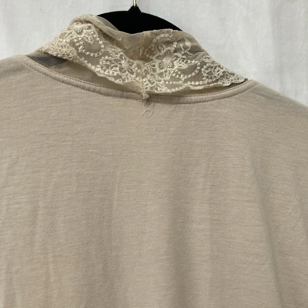 Krazy Kat Women's Beige Lace Trimmed Open‎ Front Cardigan - SZ L